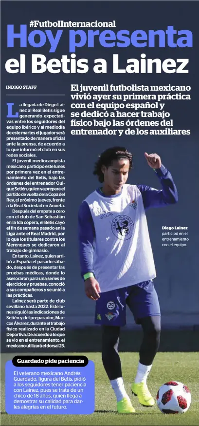  ??  ?? Diego Lainez participó en el entrenamie­nto con el equipo.