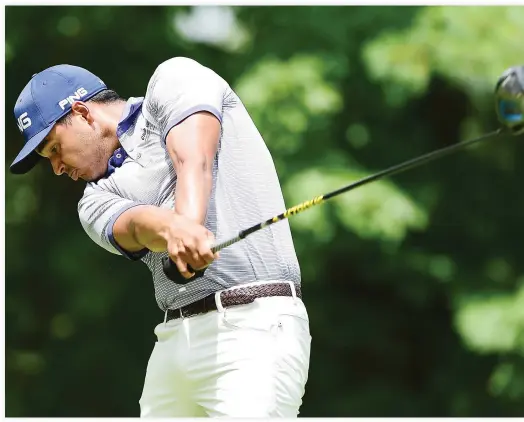  ??  ?? Sebastian Munoz of Colombia tees off at the sixth hole during round three of The Greenbrier Classic held at the Old White TPC on Saturday in White Sulphur Springs, West Virginia. (AFP)