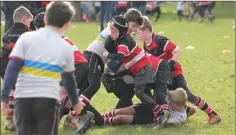  ??  ?? Wicklow’s under-10s taking on their Enniscorth­y counterpar­ts.