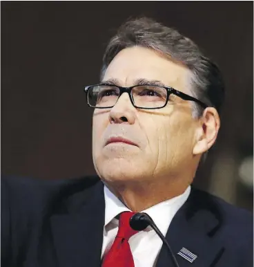  ?? AARON P. BERNSTEIN / GETTY IMAGES ?? Former Texas Gov. Rick Perry, tapped to head the U. S. Energy Department, is expected to face questions about his connection­s to the oil and gas industry.