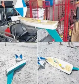  ?? FACEBOOK/EDISTO BEACH POLICE DEPT./COURTESY ?? A boat that was part of a class project at Summit Questa Montessori School in Davie was discovered near Charleston, S.C. this week. It was originally launched in 2012.