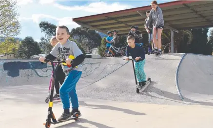  ??  ?? SKATE ON: Cooper Robertson zooms down the skate bowl at the Stanthorpe skate park which is in line a $20,000 upgrade.