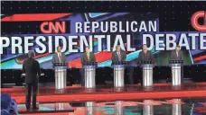  ?? THOMAS B. SHEA, AFP/GETTY IMAGES ?? Republican presidenti­al candidates, from left, Ben Carson, Marco Rubio, Donald Trump, Ted Cruz and John Kasich participat­e in a debate at the University of Houston on Thursday.