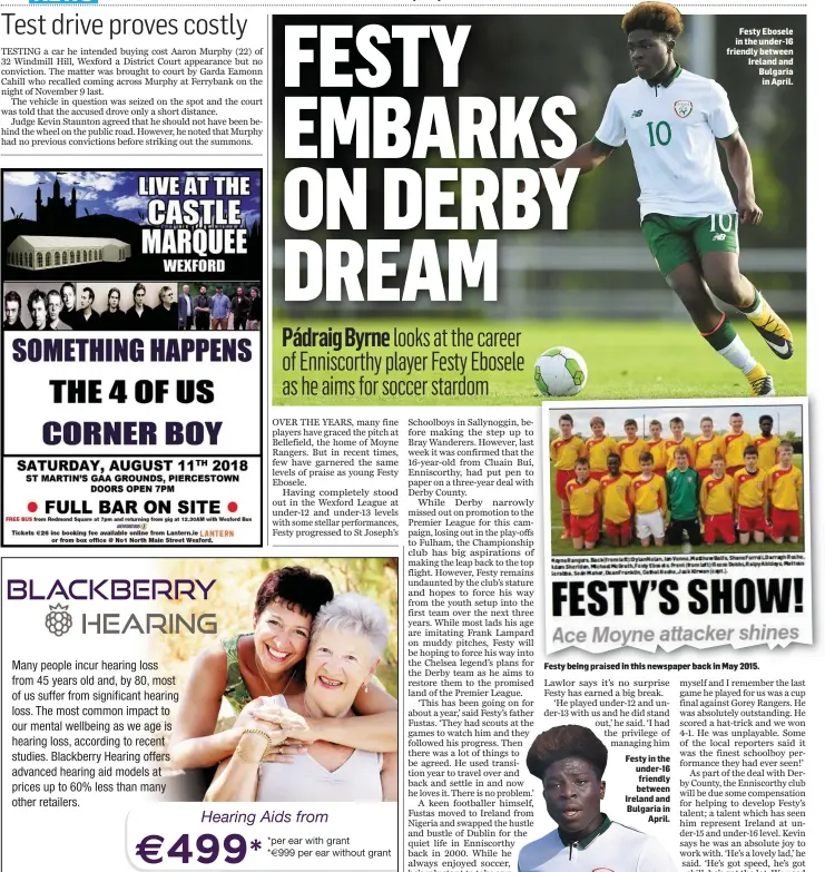  ??  ?? Festy Ebosele in the under-16 friendly between Ireland and Bulgaria in April. Festy being praised in this newspaper back in May 2015.