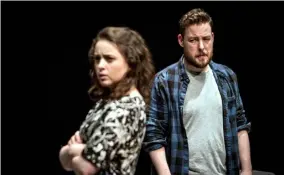  ??  ?? Clodagh Mooney Duggan and Finbarr Doyle in the extraordin­arily well-made ‘Tryst’ and (below) Susan Barrett and Lisa Terrell disappoint in ‘Risk’