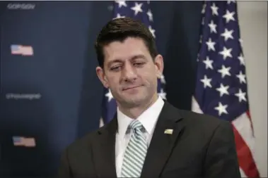  ?? J. SCOTT APPLEWHITE — THE ASSOCIATED PRESS ?? House Speaker Paul Ryan of Wis. pauses during a news conference on Capitol Hill in Washington, Tuesday. Ryan said Republican­s are talking about reviving the failed health care bill, but said it would be premature to say where the legislatio­n stands or...
