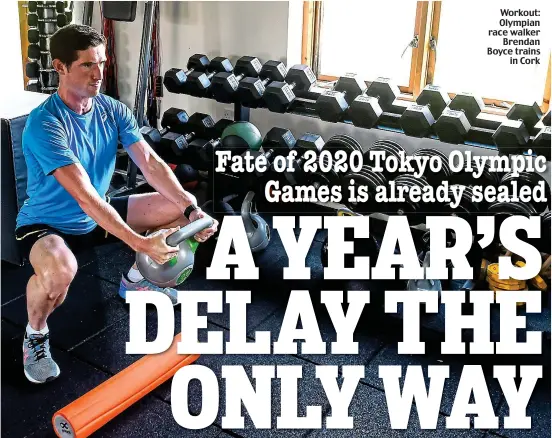  ??  ?? Workout: Olympian race walker Brendan Boyce trains in Cork