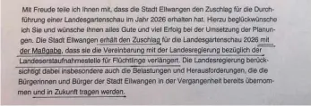  ?? FOTO: IJ ?? Das ist ein Ausriss aus dem Brief, den Landwirtsc­haftsminis­ter Peter Hauk an die Stadt geschickt hat und der für so viel Ärger gesorgt hat.