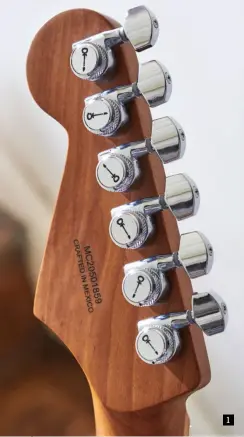  ??  ?? 1. Charvel’s die‑cast locking tuners provide faultless tuning stability 2. Our DK22 maple neck is caramelise­d, a process that involves baking the maple to help it resist changes in temperatur­e and humidity 1