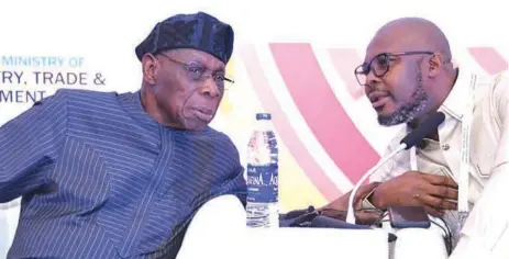  ?? ?? Former President Olusegun Obasanjo ( left), and the ACA President, Babatola Faseru, during the 16th yearly ACA Conference in Abuja.