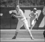  ?? Special to the MDR ?? NPC Nighthawk Madalynn Thompson throws the ball during a recent game. Thompson from Bryant, went 3-for-3 at the plate to lead NPC in hits.