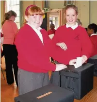  ??  ?? Pupils take to the ballot at St Mary’s Primary