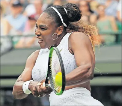  ?? [BEN CURTIS/THE ASSOCIATED PRESS] ?? Serena Williams hits a return in her match against Julia Goerges of Germany on Saturday. The 37-year-old Williams won in straight sets 6-3, 6-4.