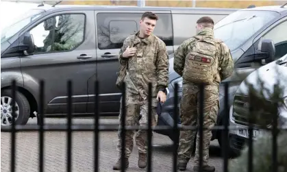  ?? Photograph: Graeme Robertson/ The Guardian ?? Miltiary personnel arrive in Folkestone last week to be trained as before industrial action by border staff.