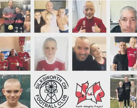  ??  ?? Players, coaches and parents at SIlksworth CW Juniors have had their heads shaved for a worthy cause.