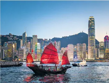  ??  ?? Traditiona­l junk boats in Victoria Harbour, Hong Kong – a city that attracted 26million visitors in 2015