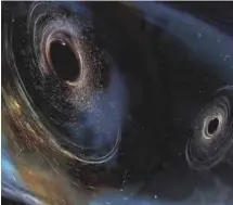  ?? LIGO/CALTECH/MIT/SONOMA STATE (AURORE SIMONNET) ?? En plus de tourner l’un autour de l’autre, les deux trous noirs effectuaie­nt aussi des rotations autour de leur propre axe.