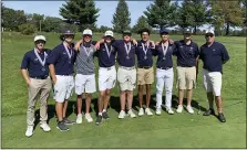  ?? COURTESY COACH HOLLINGSWO­RTH ?? Spring-Ford’s golfers and coach Gerry Holingswor­th, right, pose for a picture following Monday’s PAC Boys Golf Individual championsh­ip at Gilbertsvi­lle. Seven Rams, including league champion Luke Fazio, qualified for districts at the event.