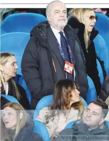  ??  ?? Il presidente Aurelio De Laurentiis in tribuna durante Napoli-Barcellona