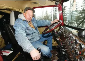  ?? JIM WELLS / POSTMEDIA NEWS ?? The “United We Roll” convoy of tractor-trailers, at top, rolls down the highway near Red Deer, Alta., on Thursday, en route to Ottawa to draw attention to the lack of support for the energy sector and pipelines. Brad Schell, right, seen south of Calgary earlier in the week, says he will be joining the convoy on its journey to Ontario.