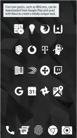  ??  ?? Free icon packs, such as Whicons, can be downloaded from Google Play and used with Nova to create a totally unique look.