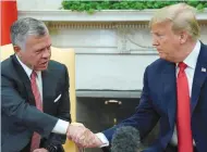  ?? (Jonathan Ernst/Reuters) ?? US PRESIDENT Donald Trump meets with Jordan’s King Abdullah in the White House on Monday.