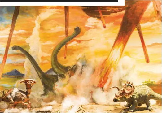  ?? ?? The Late Cretaceous’s grand finale: an asteroid, a 1 500 m tsunami, and global wildfires.