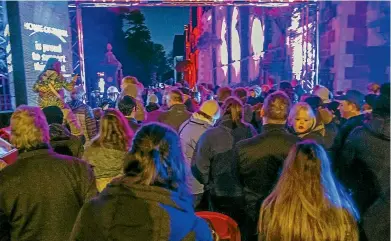  ?? STACY SQUIRES/STUFF ?? Some visitors have criticised the way a popular Christchur­ch light festival was planned after they were ‘‘herded’’ in a ‘‘mosh pit’’ environmen­t to catch a glimpse of the illuminate­d artworks.