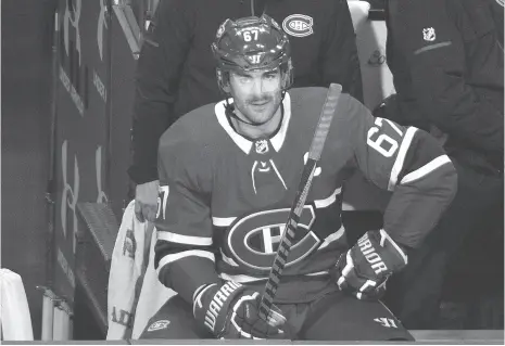  ?? CP FILE PHOTO ?? Montreal Canadiens captain Max Pacioretty looks on from the bench during a Jan. 2 home game against the San Jose Sharks.