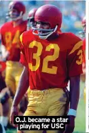  ?? ?? O.J. became a star playing for USC