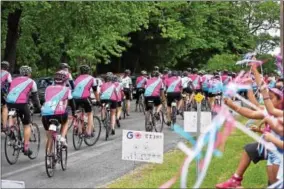  ?? SUBMITTED PHOTO - ONEIDA DAILY DISPATCH ?? Riders pass by during the 2017Ride For Missing Children-CNY in June of 2017.