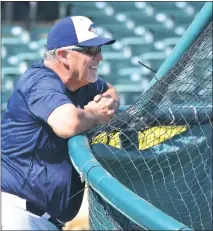  ?? PHOTOS BY BERT HINDMAN ?? Blue Crabs manager John Harris starts his first season at the helm of the baseball team for the 2017 season.
