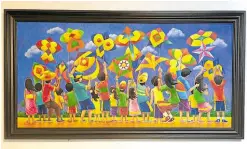  ?? ?? “A Festival of Kites,” oil on canvas, 28 x 57 inches, by Bong Anore