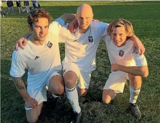  ?? BRAYDEN LINDSAY ?? Campbell Marr, Hamish Marr and Harrison Marr played football together for the first time on Saturday.