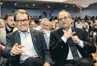  ?? EP ?? Artur Mas i Quim Torra van participar ahir a la nit en el míting de JxCat a Tarragona