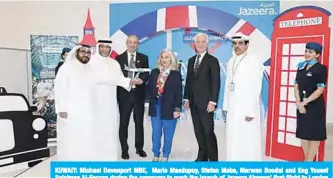  ??  ?? KUWAIT: Michael Davenport MBE, Marie Masdupuy, Stefan Mobs, Marwan Boodai and Eng Yousef Sulaiman Al-Fouzan during the ceremony to mark the launch of Jazeera Airways’ first flight to London Gatwick.