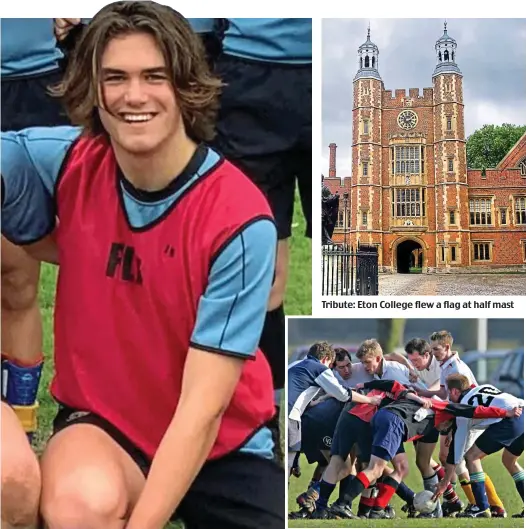  ?? ?? Tragedy: Raphael Pryor collapsed to the ground and died
Tribute: Eton College flew a flag at half mast
Tradition: The student was competing in the Field Game