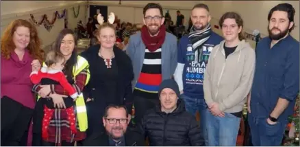  ??  ?? Deirdre Mellin, Claire Malone (with baby Derrin), Sinéad Griffin, Leonard Kelly, James Donegan, Matthew O’Brien and Michael D’Arcy (from Corner Boy). Front: Kevin Mellin and Declan Reck.