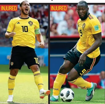  ??  ?? New look: Belgium will be without Premier League trio Hazard, Lukaku and De Bruyne for Thursday’s Group G decider INJURED INJURED