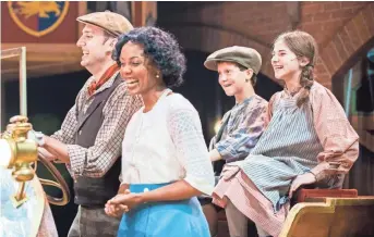  ?? PAUL RUFFOLO ?? Jackson Evans (from left), Malkia Stampley, Jack Trettin and Paige Landrum enjoy the ride in First Stage’s production of “Chitty Chitty Bang Bang.”