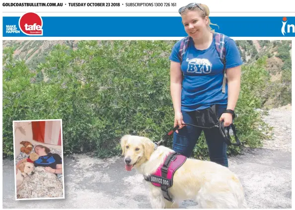  ?? Picture: BRIANNA MORRIS-GRANT ?? 20-year-old Emily Mullis has had her assistance dog Magellan for less than a year, but it's already made a huge difference in her life.