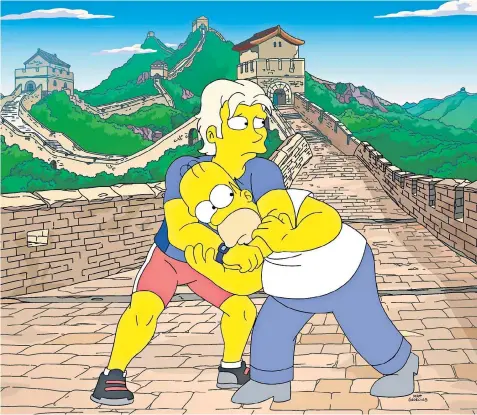  ?? ?? Homer Simpson appears on the Great Wall of China in the episode ‘One Angry Lisa’, which is no longer available on the Disney+ streaming platform in Hong Kong