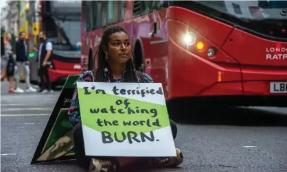  ?? Photograph: Jonny Joseland ?? Elise Yarde protesting in London on 4 September, 2021.