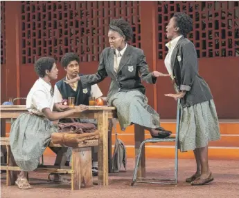  ?? PROVIDED ?? Katherine Lee Bourné, Ashley Crowe, Ciera Dawn and Tiffany Renee Johnson in “School Girls; Or, The African Mean Girls Play” by Jocelyn Bioh, which was last seen in preview March 12, 2020, at the Goodman Theatre, which hopes to get it back on stage as early as summer.