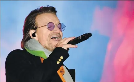  ?? CHRIS J RATCLIFFE/GETTY IMAGES ?? Bono and his band U2 will release a new album, Songs of Experience, on Dec. 1.