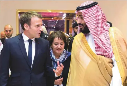  ?? BANDAR AL-JALOUD AGENCE FRANCE-PRESSE/SAUDI ROYAL PALACE ?? Le président français a rencontré le prince héritier saoudien, jeudi, alors qu’il faisait une visite imprévue dans le royaume.