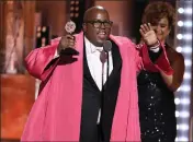  ?? PHOTOS BY CHARLES SYKES — INVISION ?? Michael R. Jackson accepts the award for best book of a musical for “A Strange Loop” at the 75th annual Tony Awards at Radio City Music Hall in New York.