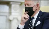  ?? EVAN VUCCI—ASSOCIATED PRESS ?? President Joe Biden listens as he meets with Israeli Prime Minister Naftali Bennett in the Oval Office of the White House, Friday, Aug. 27, 2021, in Washington.