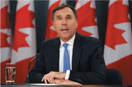  ?? CP PHOTO ?? Finance Minister Bill Morneau speaks about the Trans Mountain Expansion project in Ottawa on Wednesday.