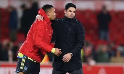  ?? ?? Mikel Arteta said Gabriel Jesus (left) has a tremendous attitude and is always ready to contribute to games. Photograph: PA Images/Alamy